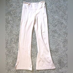 cream flared athletic leggings